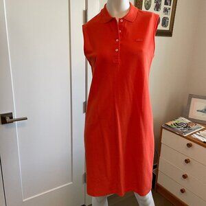 Lacoste Modern Sporty Sleeveless 100% Cotton Polo Dress Orange Sz 40 NWOT